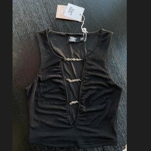 Tiger Mist Black Chain Top - BLACK